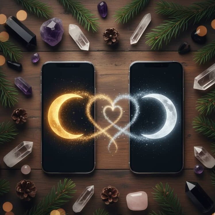 Two smartphones side-by-side displaying individual birth moon phases for the viral TikTok soulmate test.