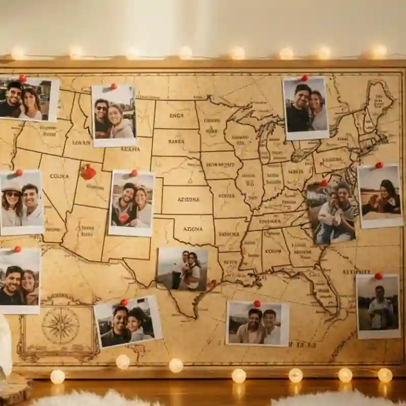 50 state road trip 2026 couple travel vision board USA.