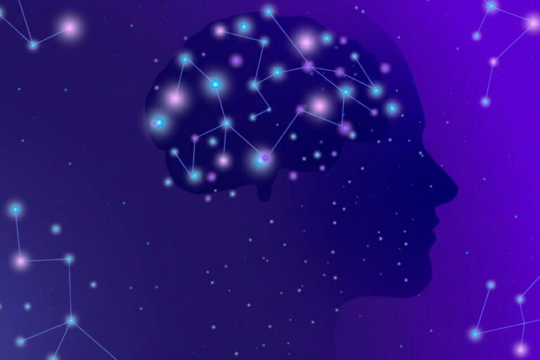Human brain silhouette filled with stars showing the Neural-Quantum Link in Quantum Jumping Scripting.