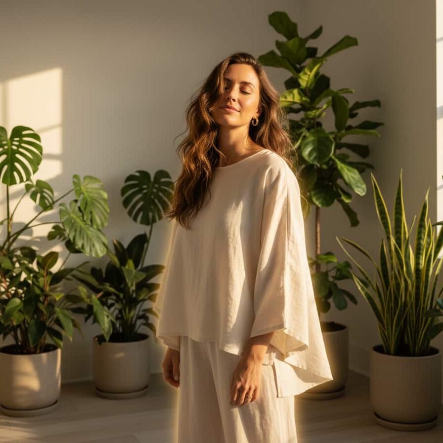 A radiant woman feeling the success of her 7-day spiritual cleansing for manifestation detox.