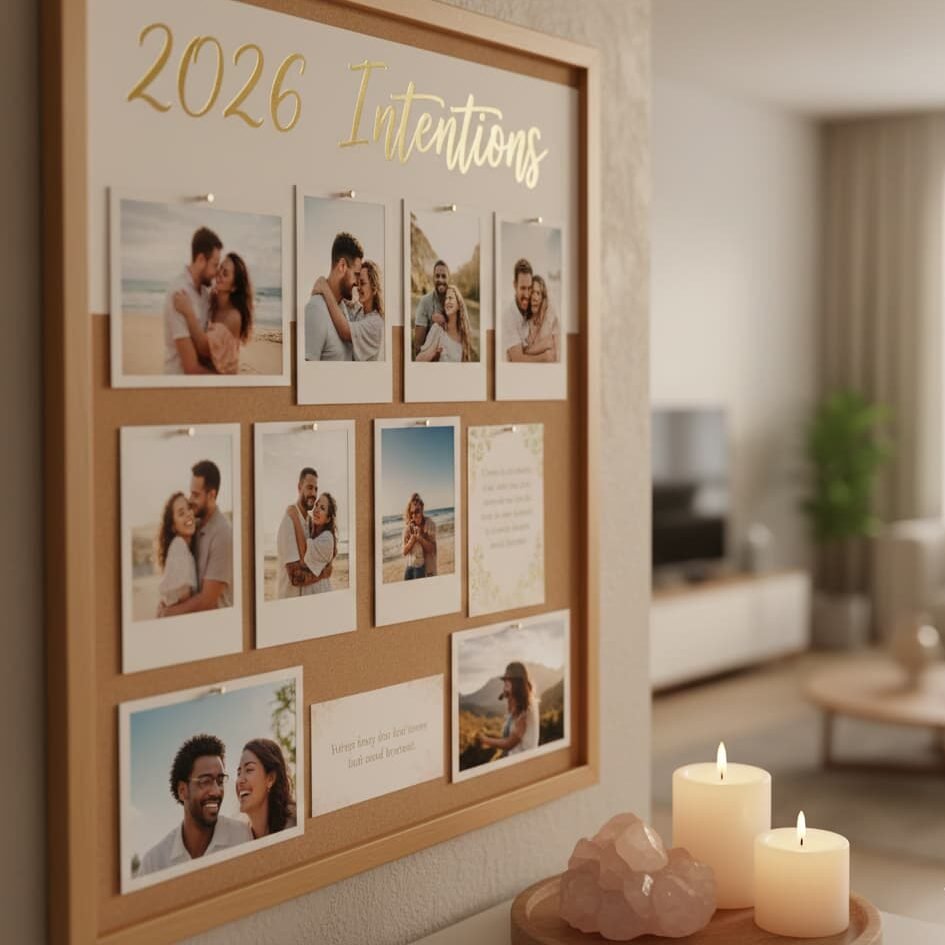 Aesthetic 2026 vision board created after completing a spiritual cleansing for manifestation challenge