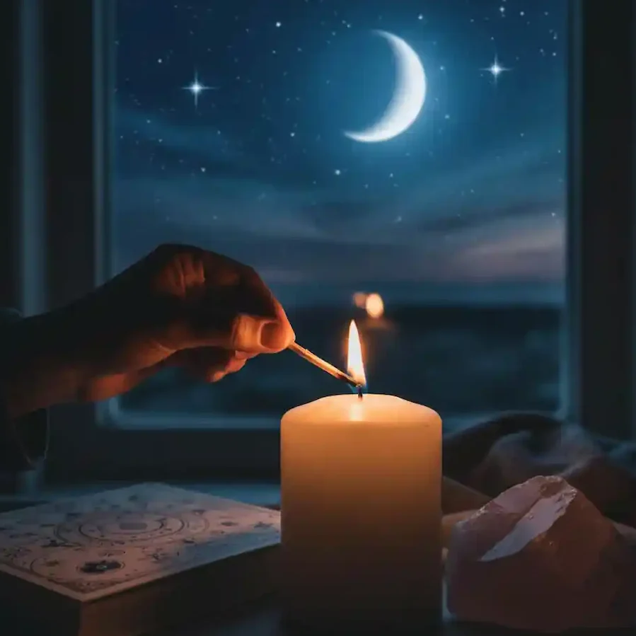 2026 love manifestation ritual with a candle under the moon for finding The One.