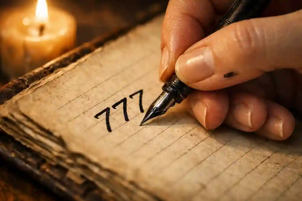 A woman performing the 777 manifestation ritual to lock her Moon Phase Soulmate Test for Women frequency.