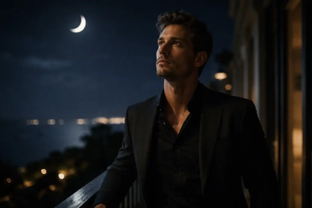 A man reflecting on his Moon Phase Soulmate Test for Men result during the 2026 Neptune shift.