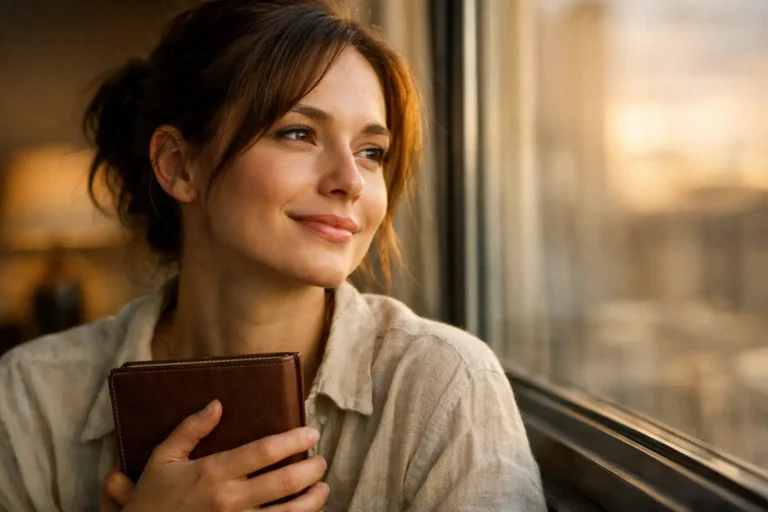 A woman practicing the 777 manifestation ritual for love through emotional alignment and journaling.