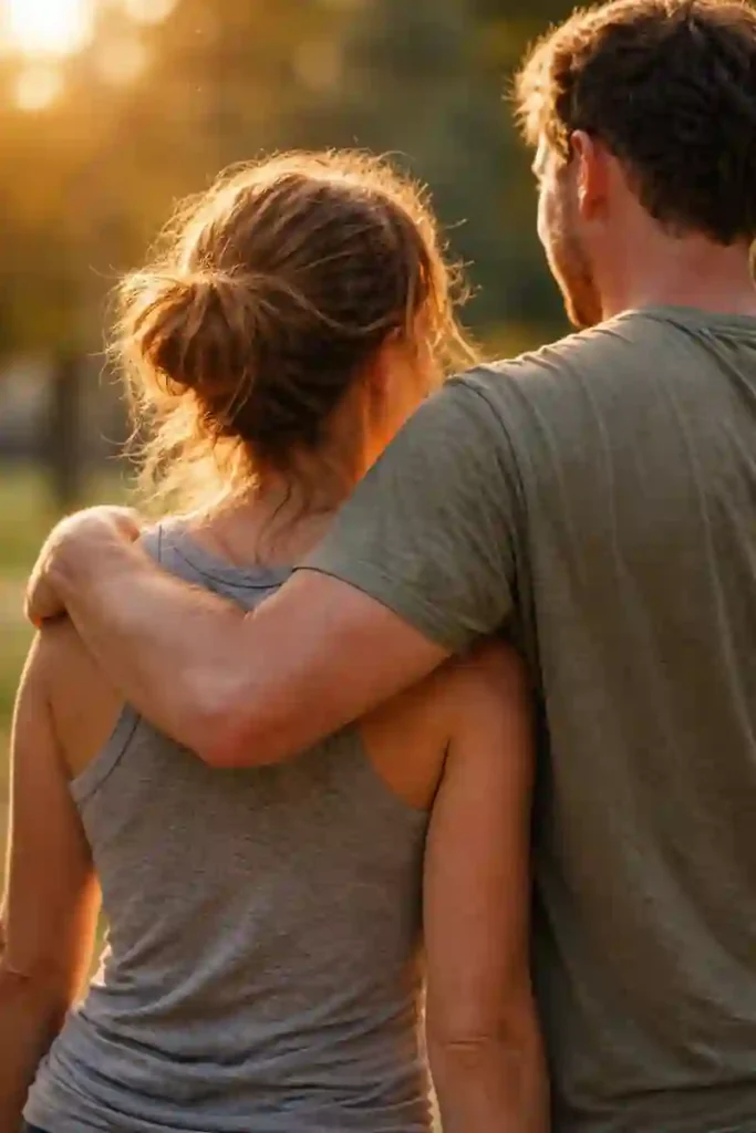 A candid, gritty photo of two people walking, representing the ultimate goal of 777 manifestation success stories and 777 manifestation for love.