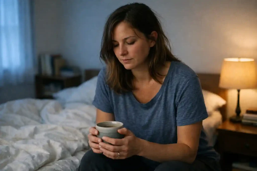 Woman experiencing emotional grief during nature in rise relationship changes and identity transition