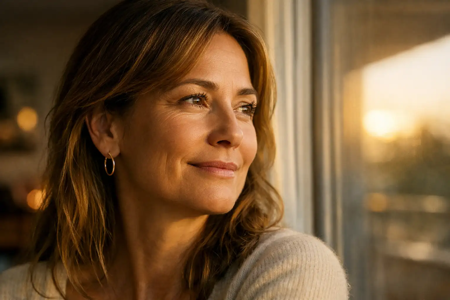 A mature woman practicing powerful love affirmations for 777 method to attract a soulmate.
