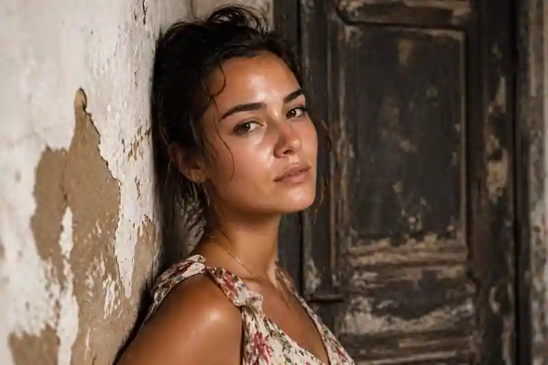 A woman standing in harsh window light with visible skin grit, embracing the 2026 wealth shift and 777 alignment method.